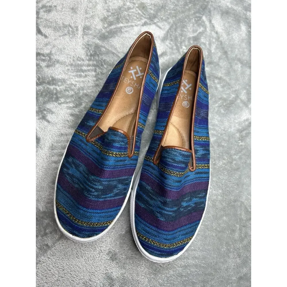 Teysha Midnight‎ Adventure Slip On Aztec Print Sneaker Handwoven Upper Size 38